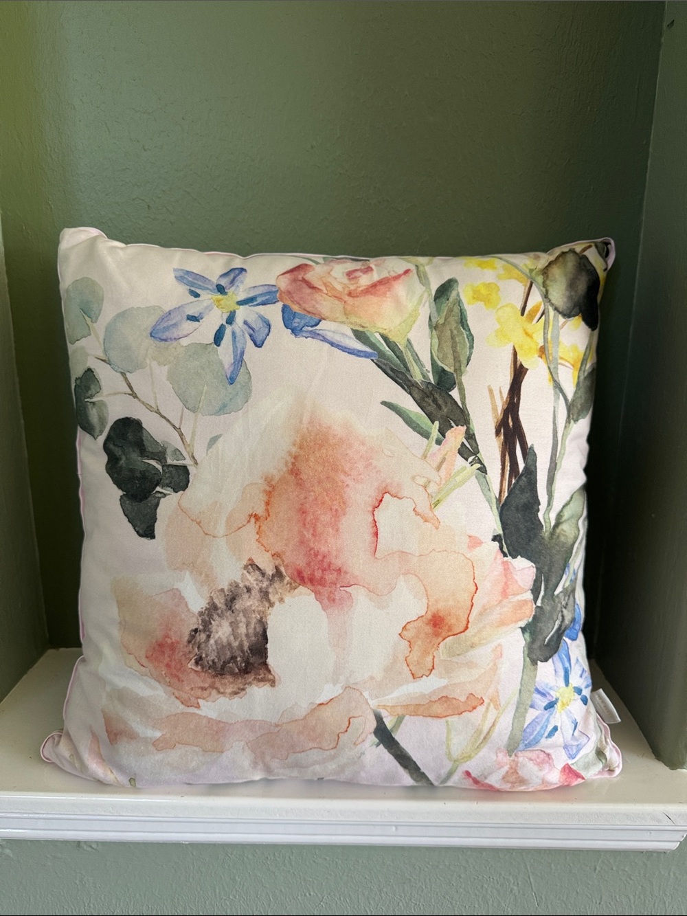 Ted Baker London Floral Watercolor Decorative Throw Pillow 20x20 Blush Peach